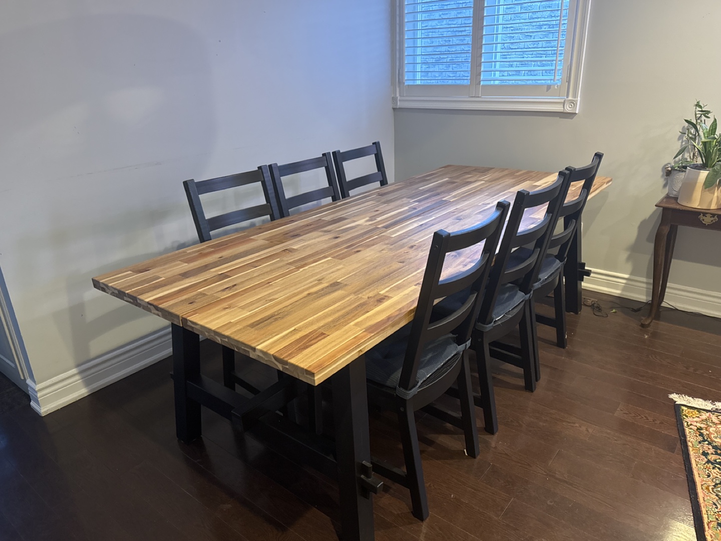 Large Farmhouse Dining Table with Six Chairs