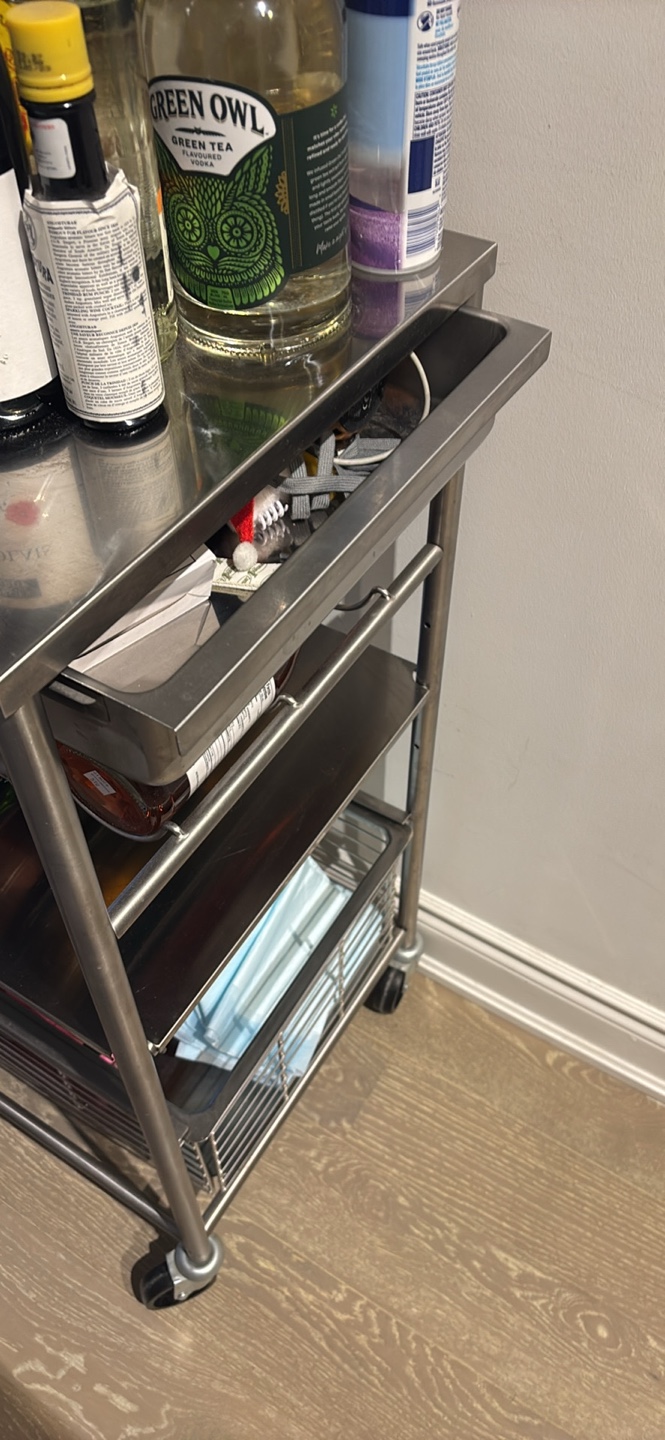 Stainless Steel Bar Cart with Wine Rack - photo 3