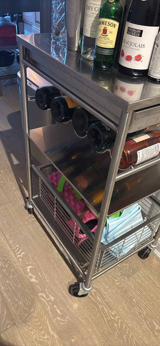 Stainless Steel Bar Cart with Wine Rack - photo 4
