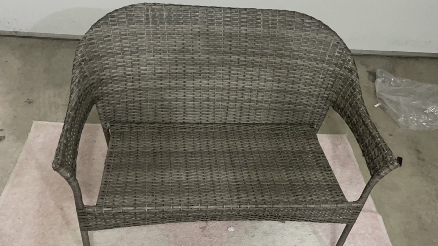 Grey Wicker Outdoor Loveseat