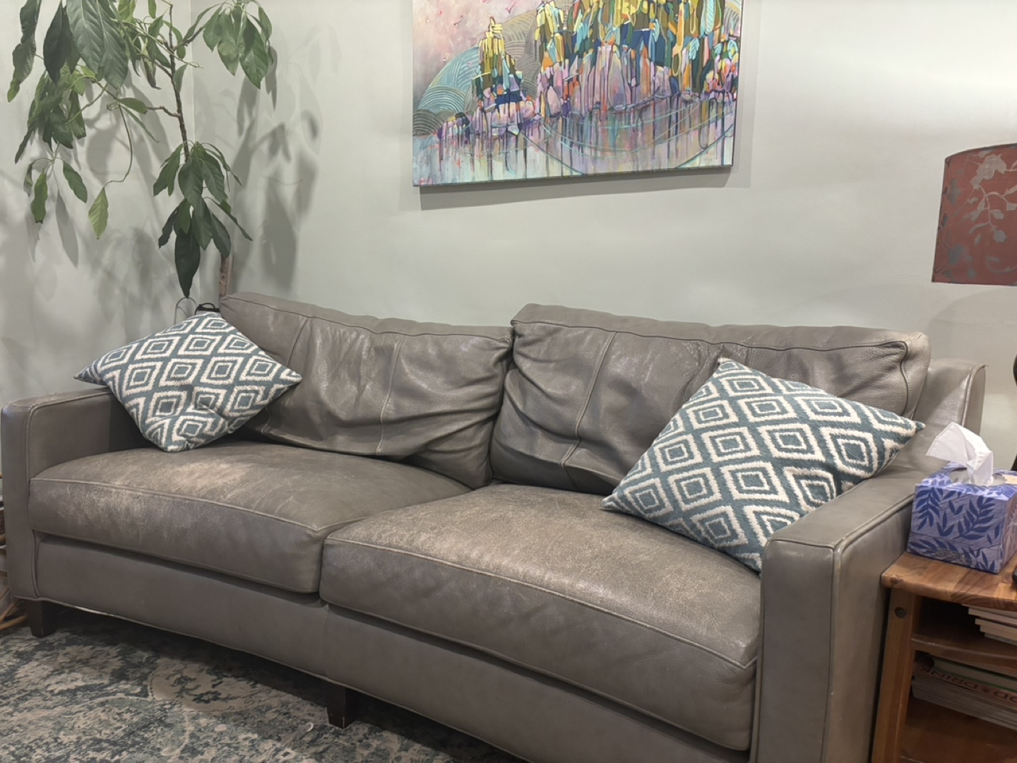 Grey Leather Sofa