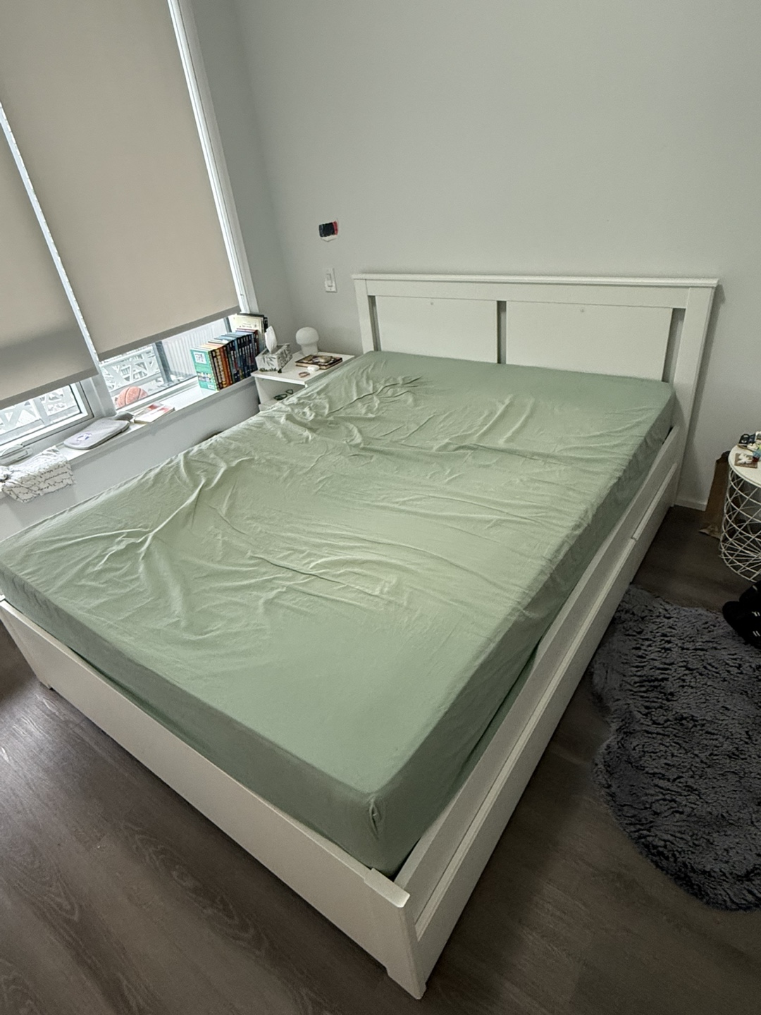 White Queen Platform Bed Frame with Storage