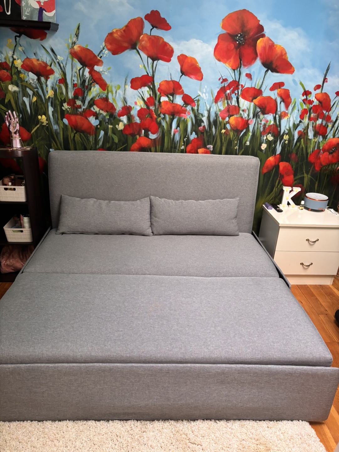 Gray Full-Size Sofa Bed with Storage - photo 2