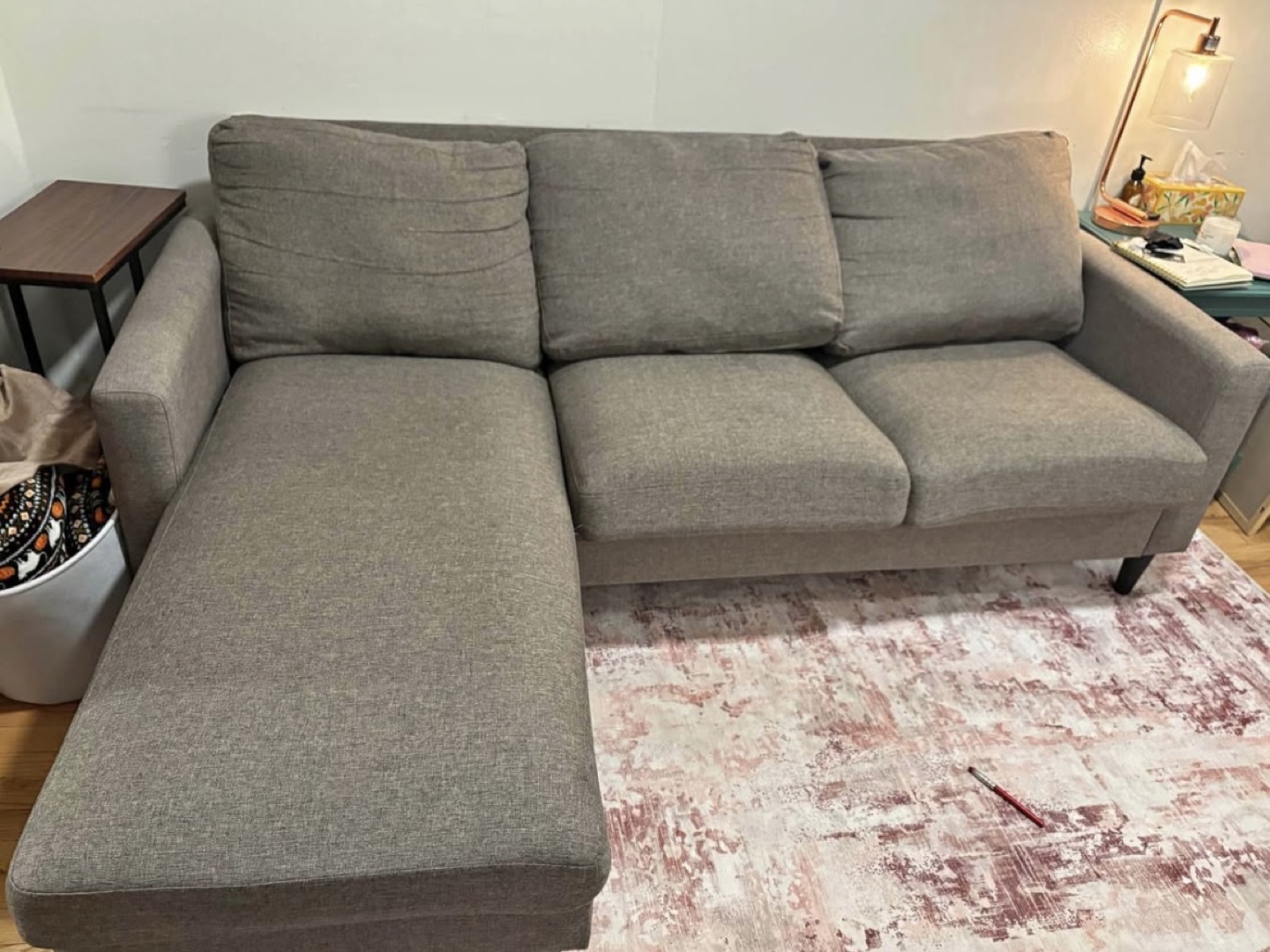 Gray Sectional Sofa with Chaise Lounge