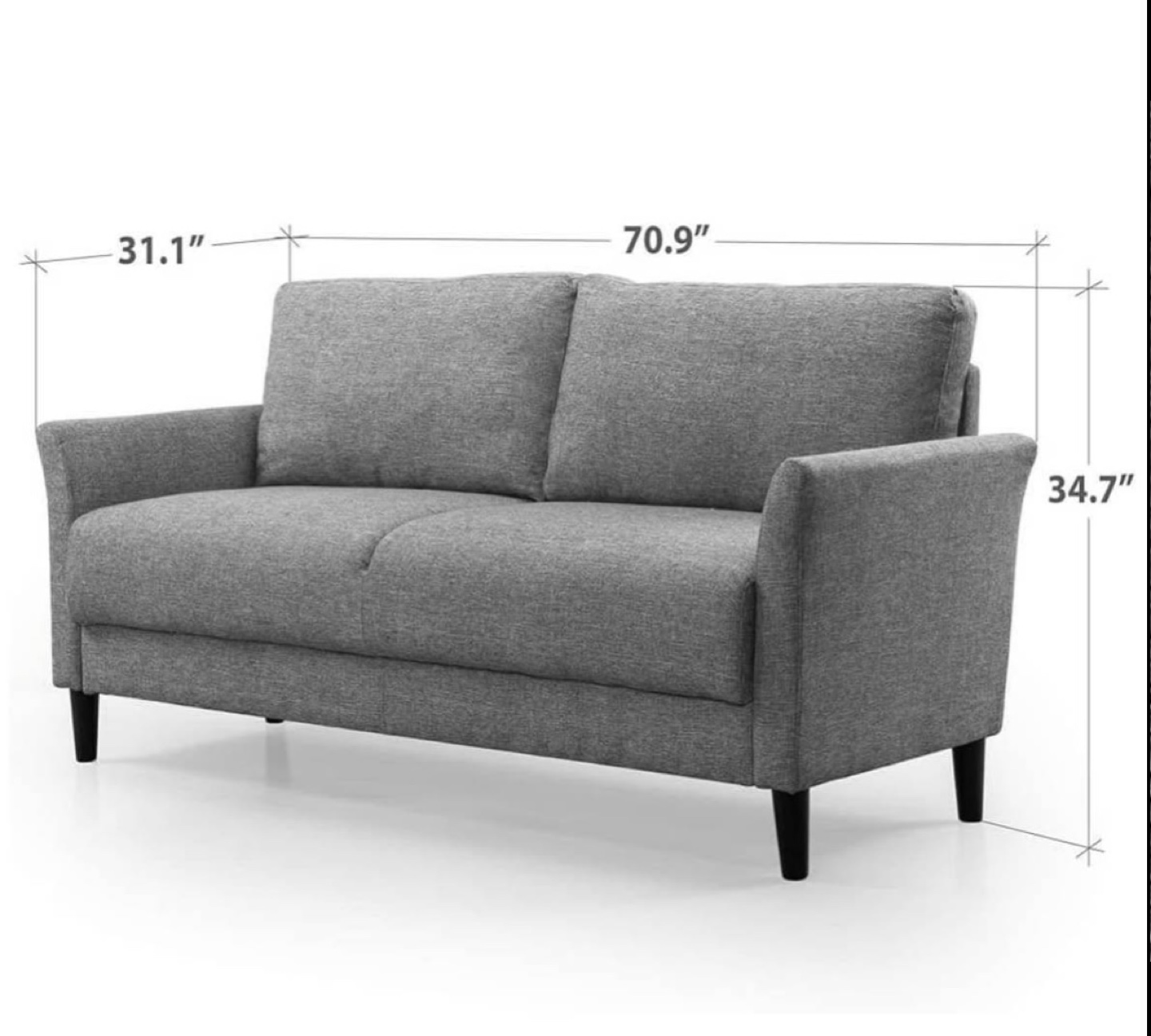 Free delivery Gray Fabric Loveseat - photo 2