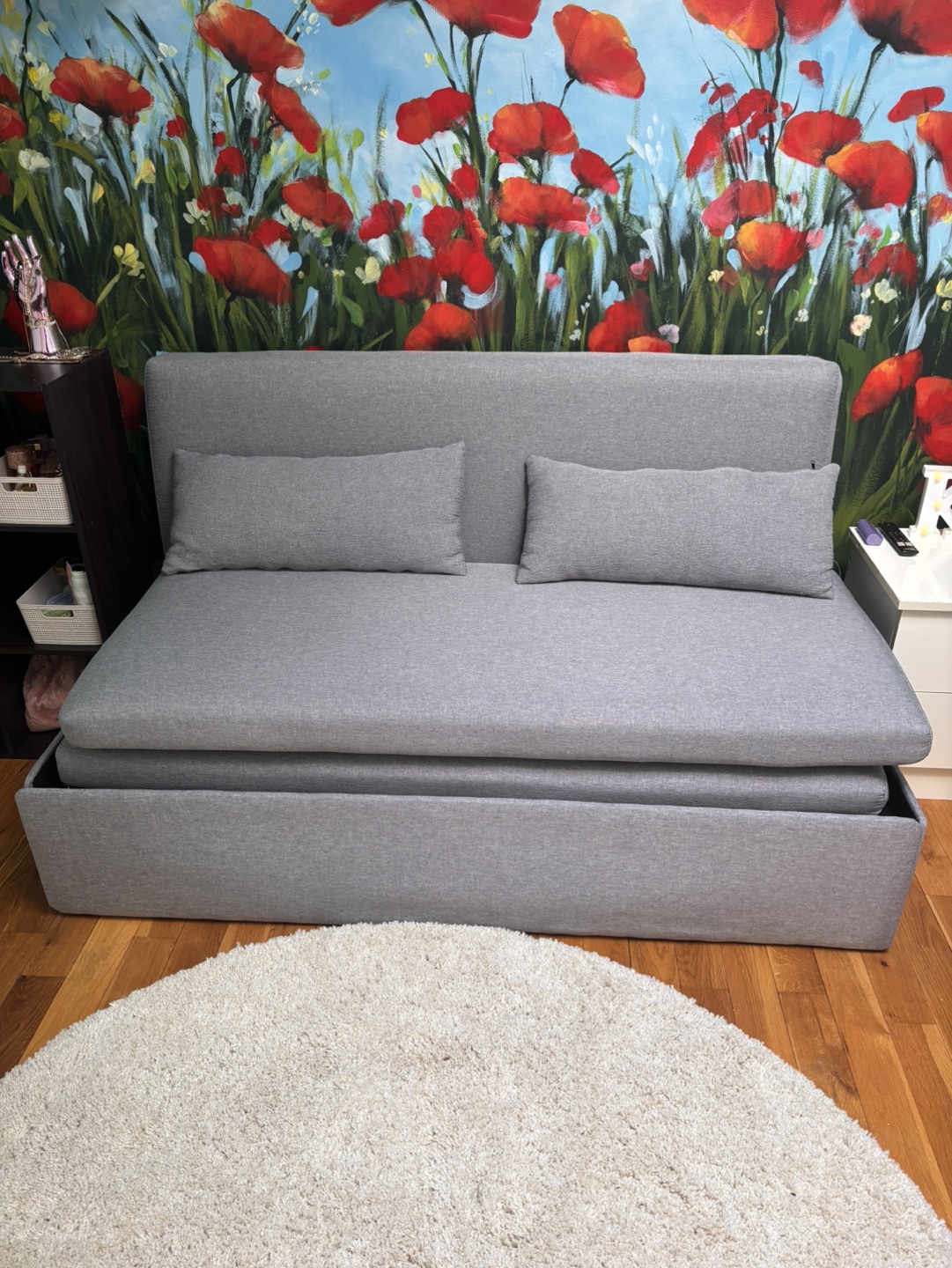 Gray Full-Size Sofa Bed with Storage