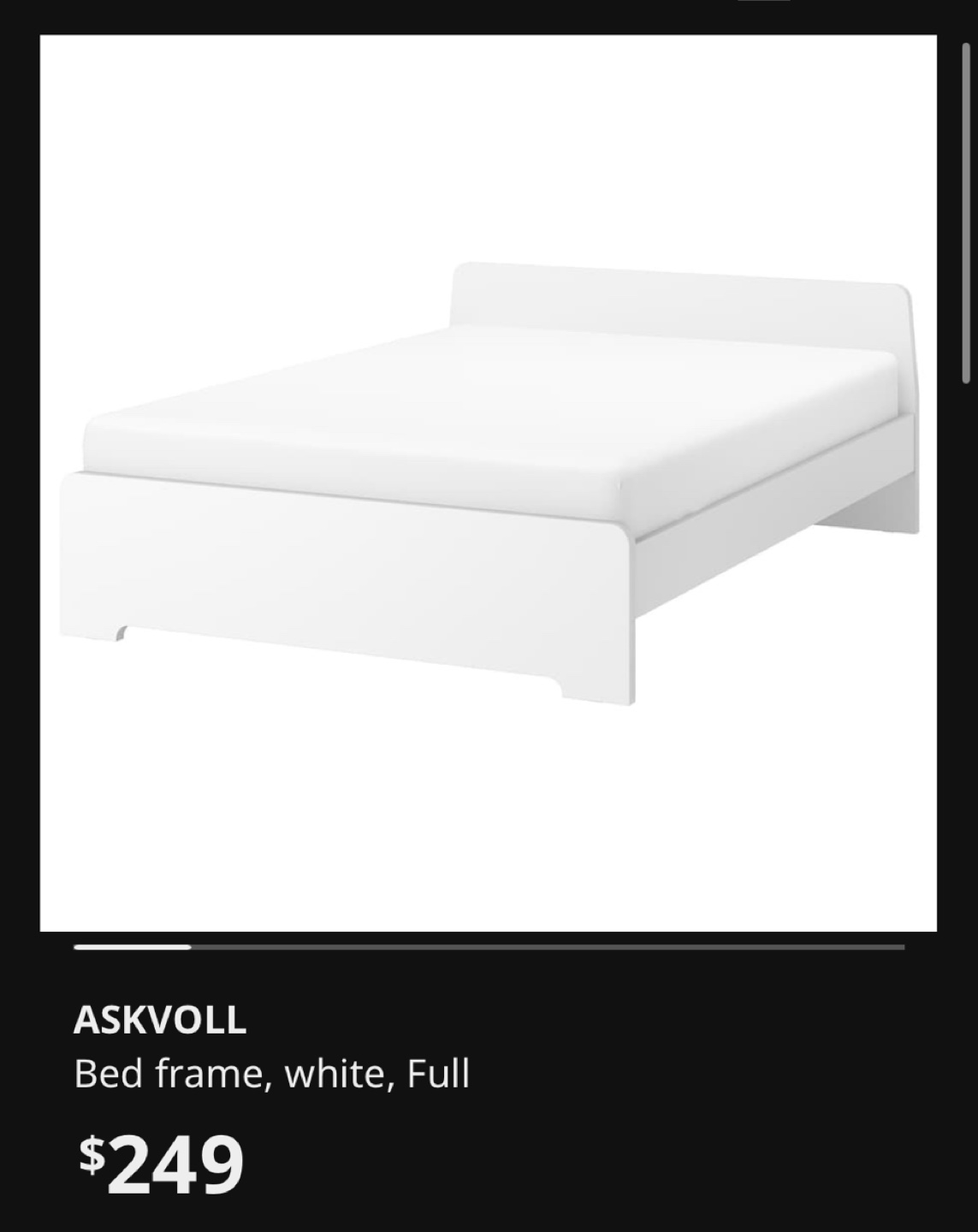IKEA ASKVOLL White Full Bed Frame