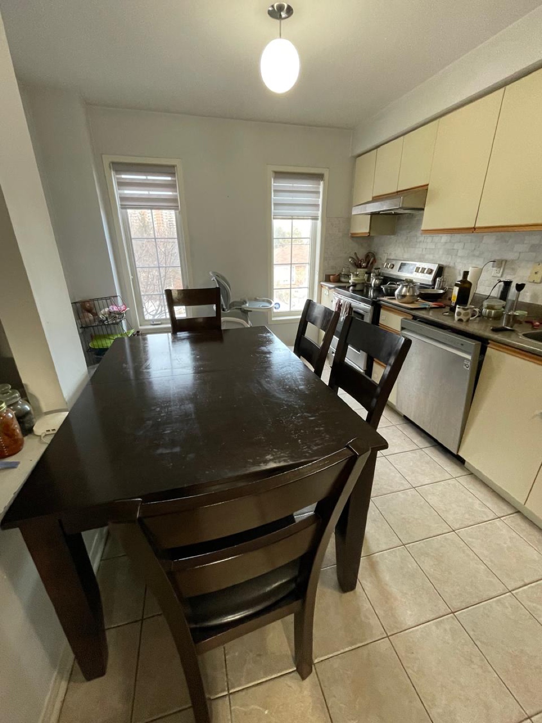 Dark Brown Dining Table Set with 4 Chairs - photo 2