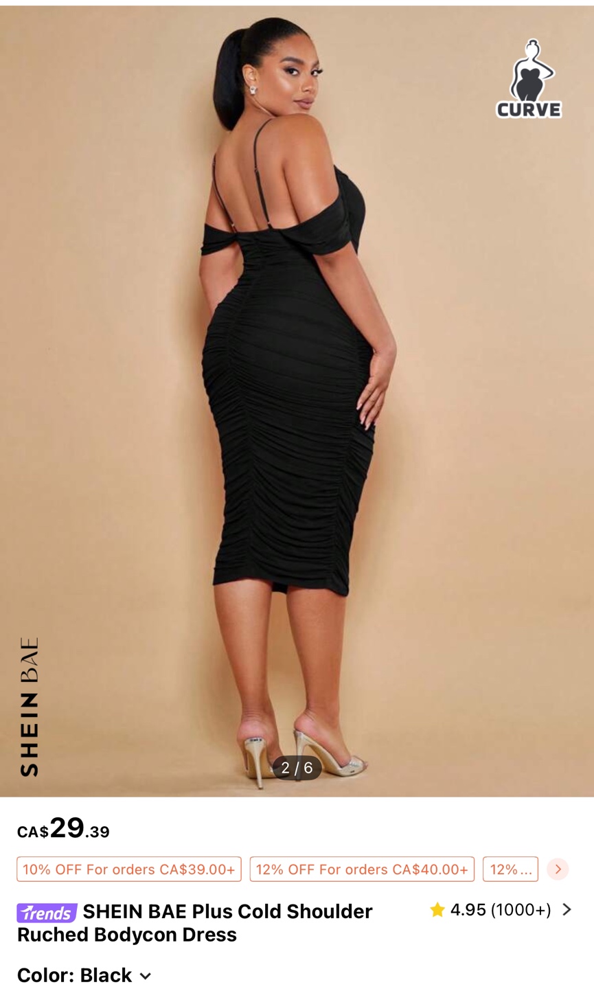 Cold Shoulder Ruched Bodycon Dress - Size 1XL - photo 2