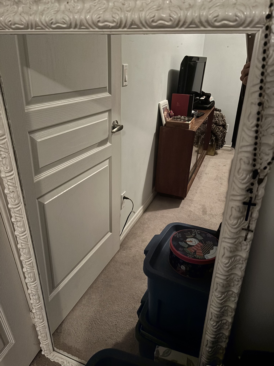 White Ornate antique Full Length Mirror