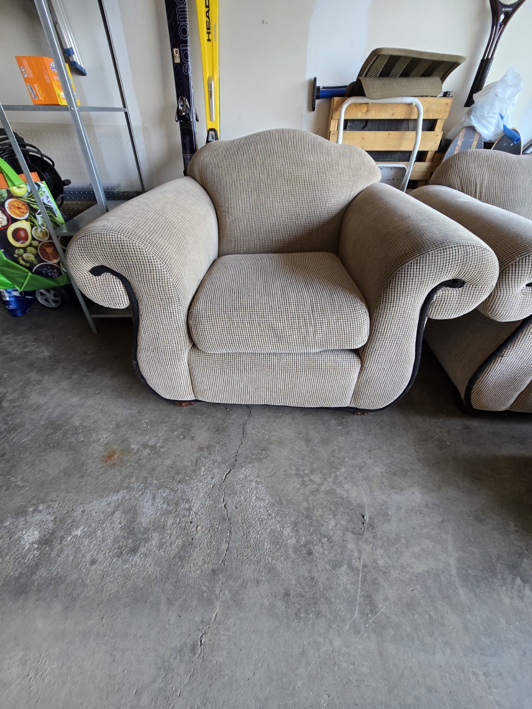 Beige Sofa Set with Ottoman