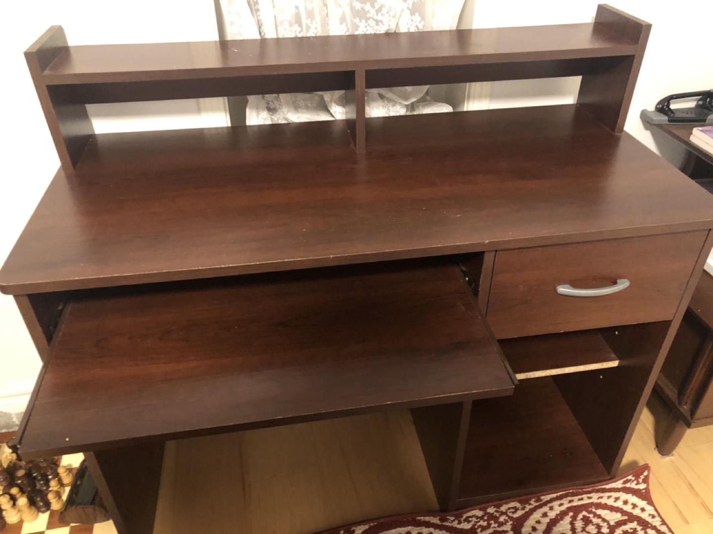 Dark Brown Computer Desk with Keyboard Tray and Shelf - photo 4
