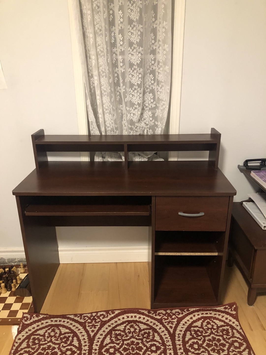 Dark Brown Computer Desk with Keyboard Tray and Shelf - photo 2