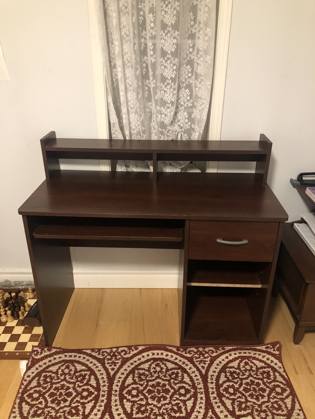 Dark Brown Computer Desk with Keyboard Tray and Shelf - photo 3