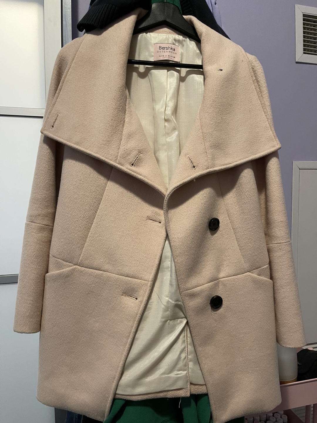 Bershka blush pink wool coat