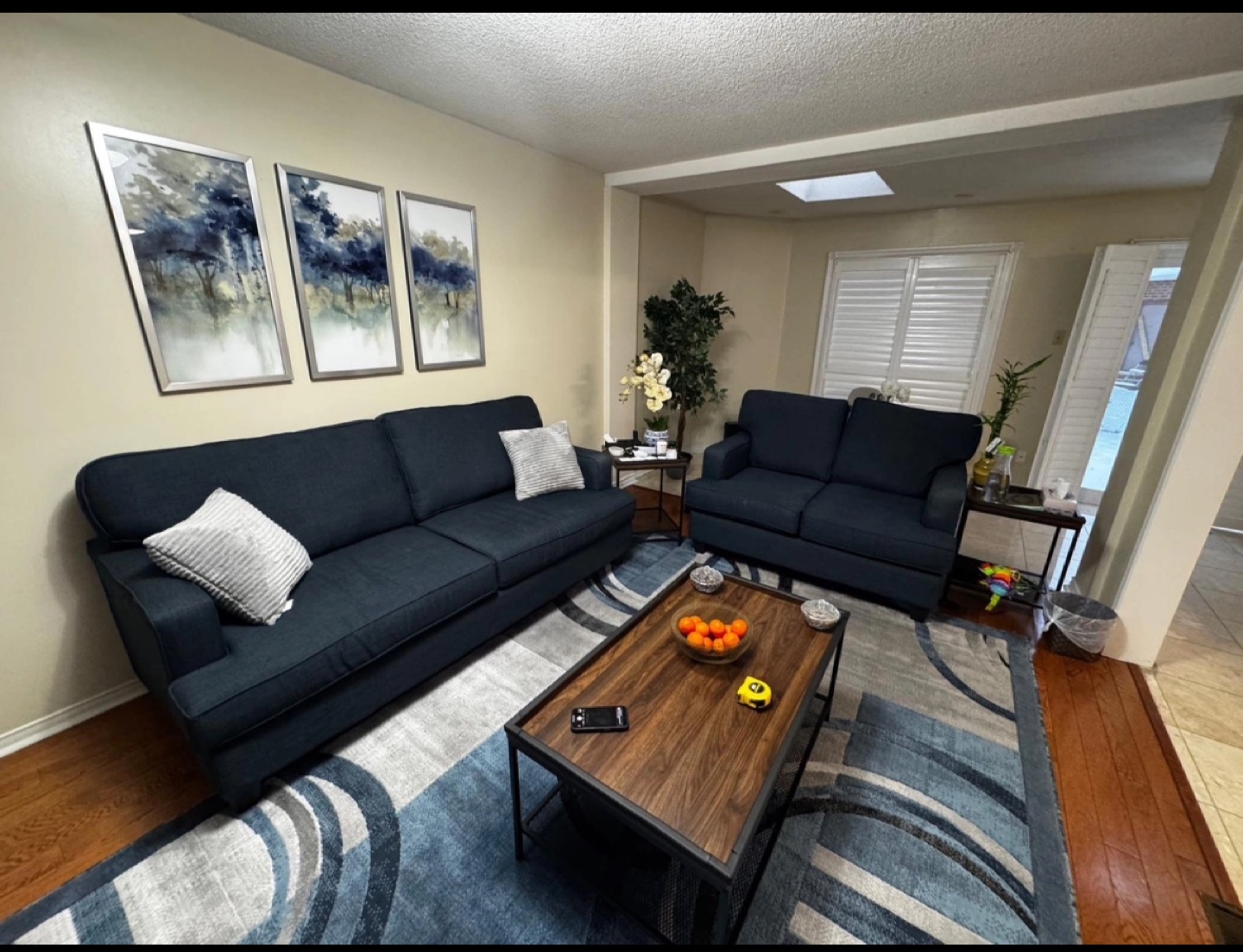 Dark Blue Sofa and Loveseat Set