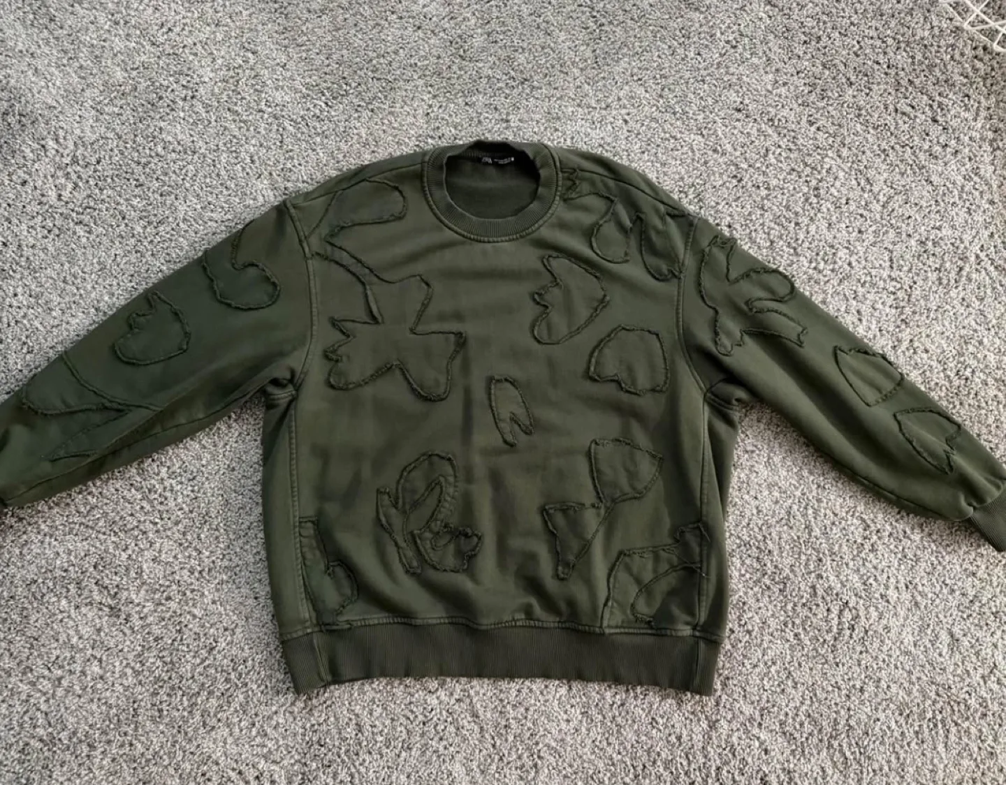 Zara Olive Green Embroidered Sweatshirt image indicator(3)