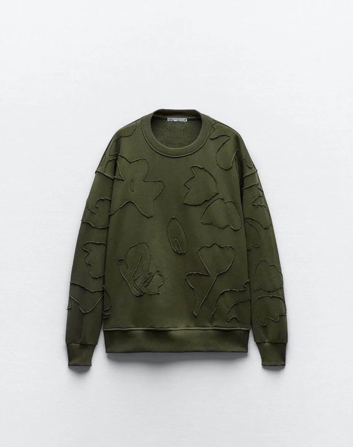 Zara Olive Green Embroidered Sweatshirt image indicator(2)