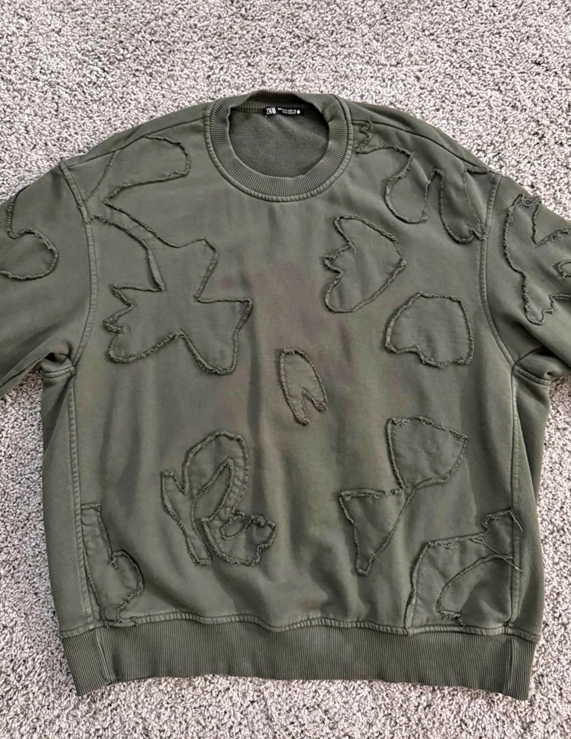 Zara Olive Green Embroidered Sweatshirt image indicator(4)