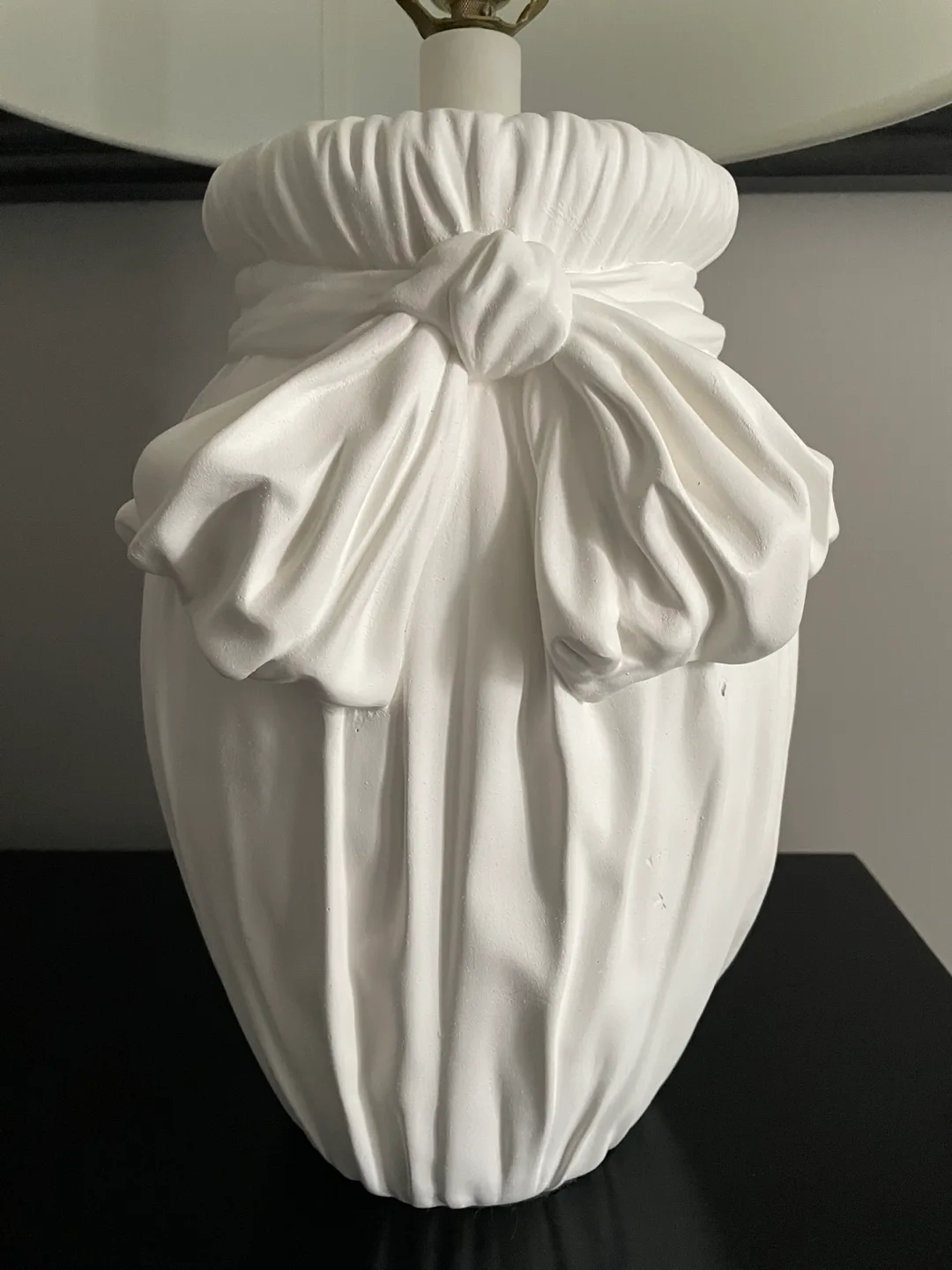 White Table Lamp with Draped Bow Detail image indicator(2)