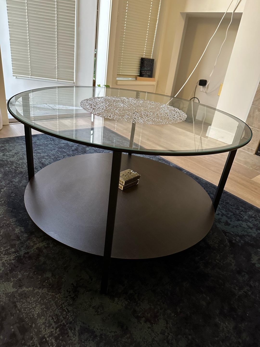 Round Glass Coffee Table with Lower Shelf - photo 2