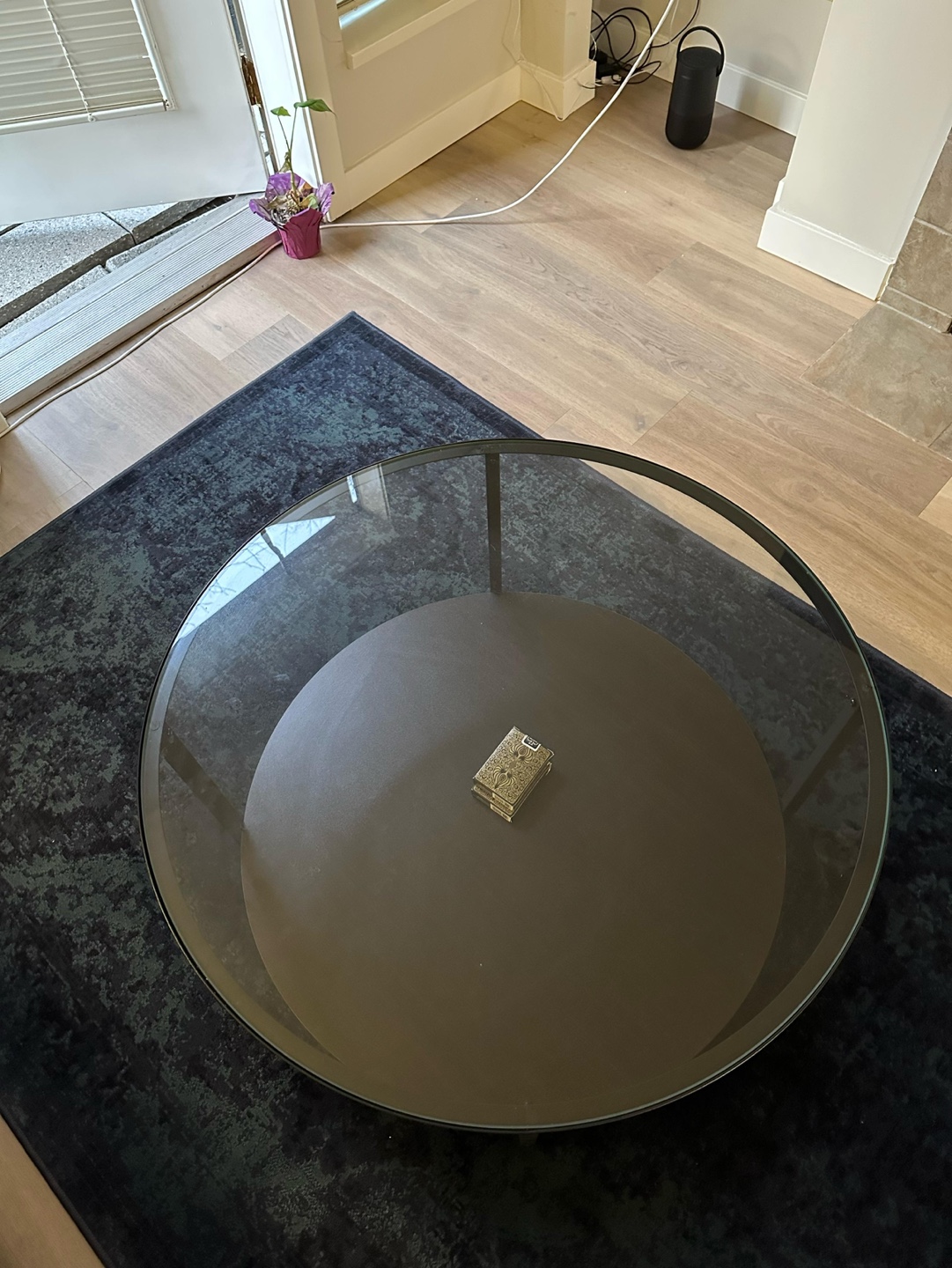 Round Glass Coffee Table with Lower Shelf - photo 3