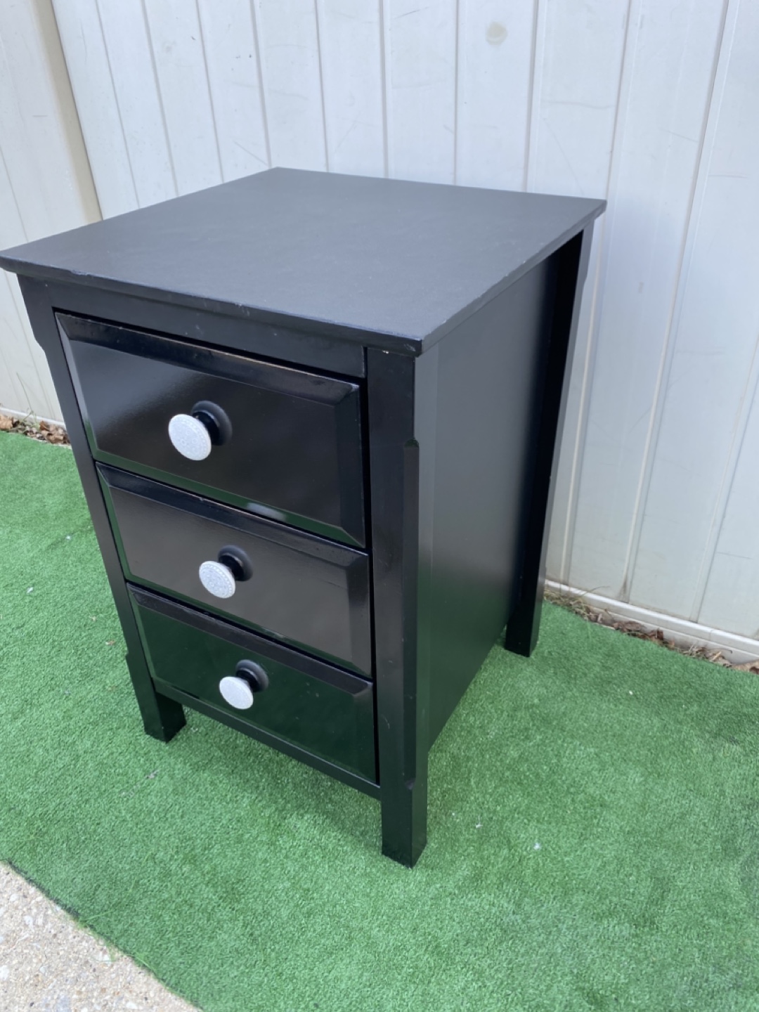 Black 3-Drawer Nightstand - photo 3
