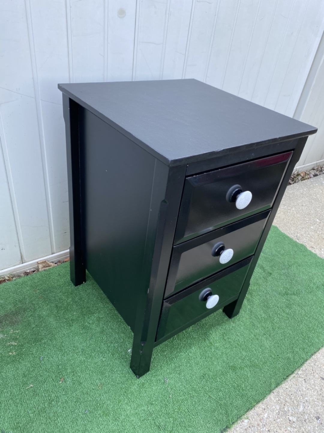 Black 3-Drawer Nightstand - photo 2