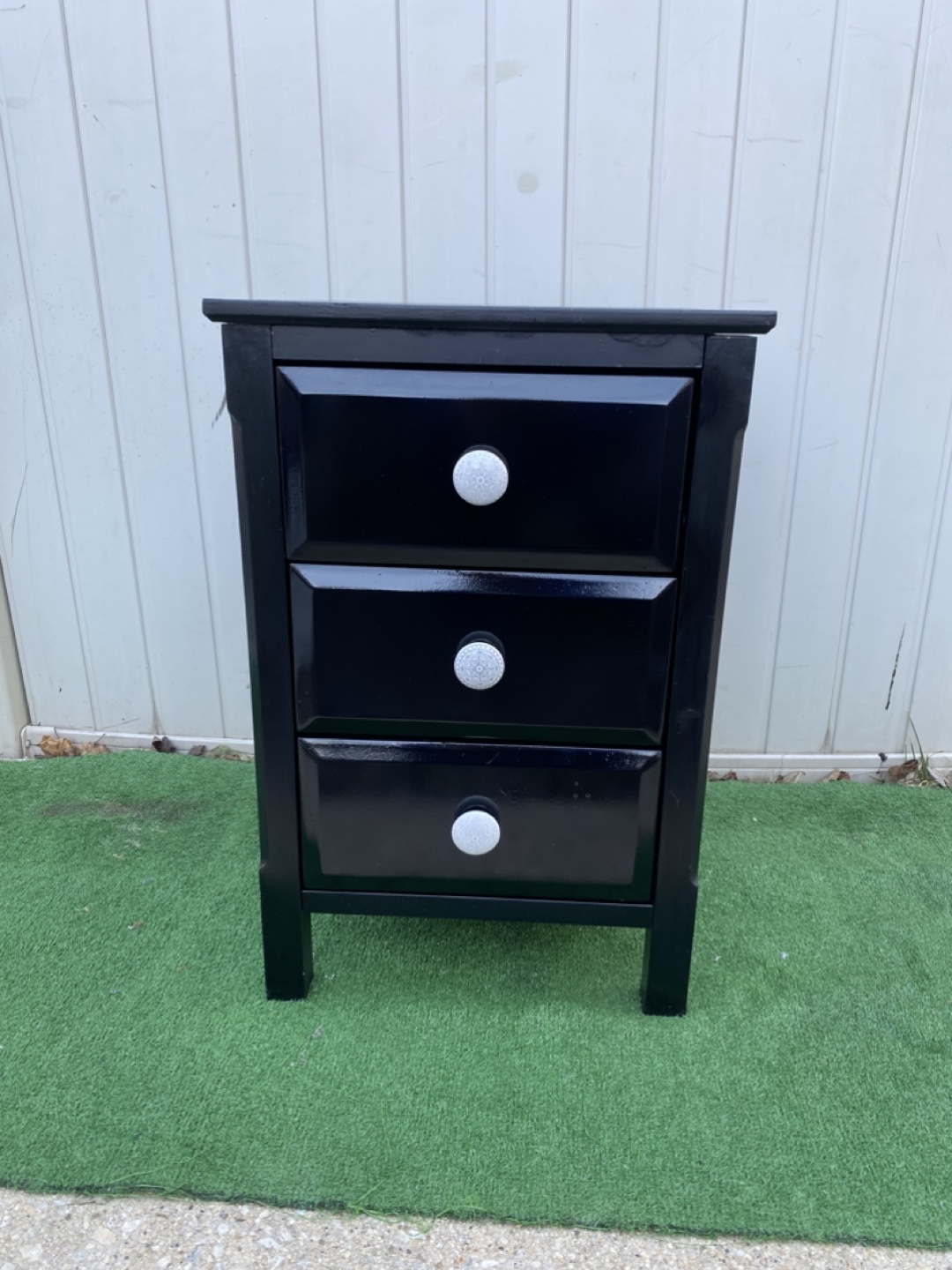 Black 3-Drawer Nightstand - photo 4