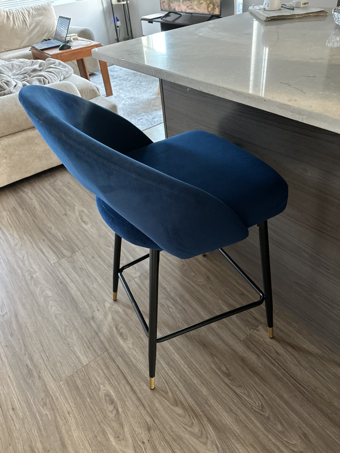 Blue Velvet Counter Stools