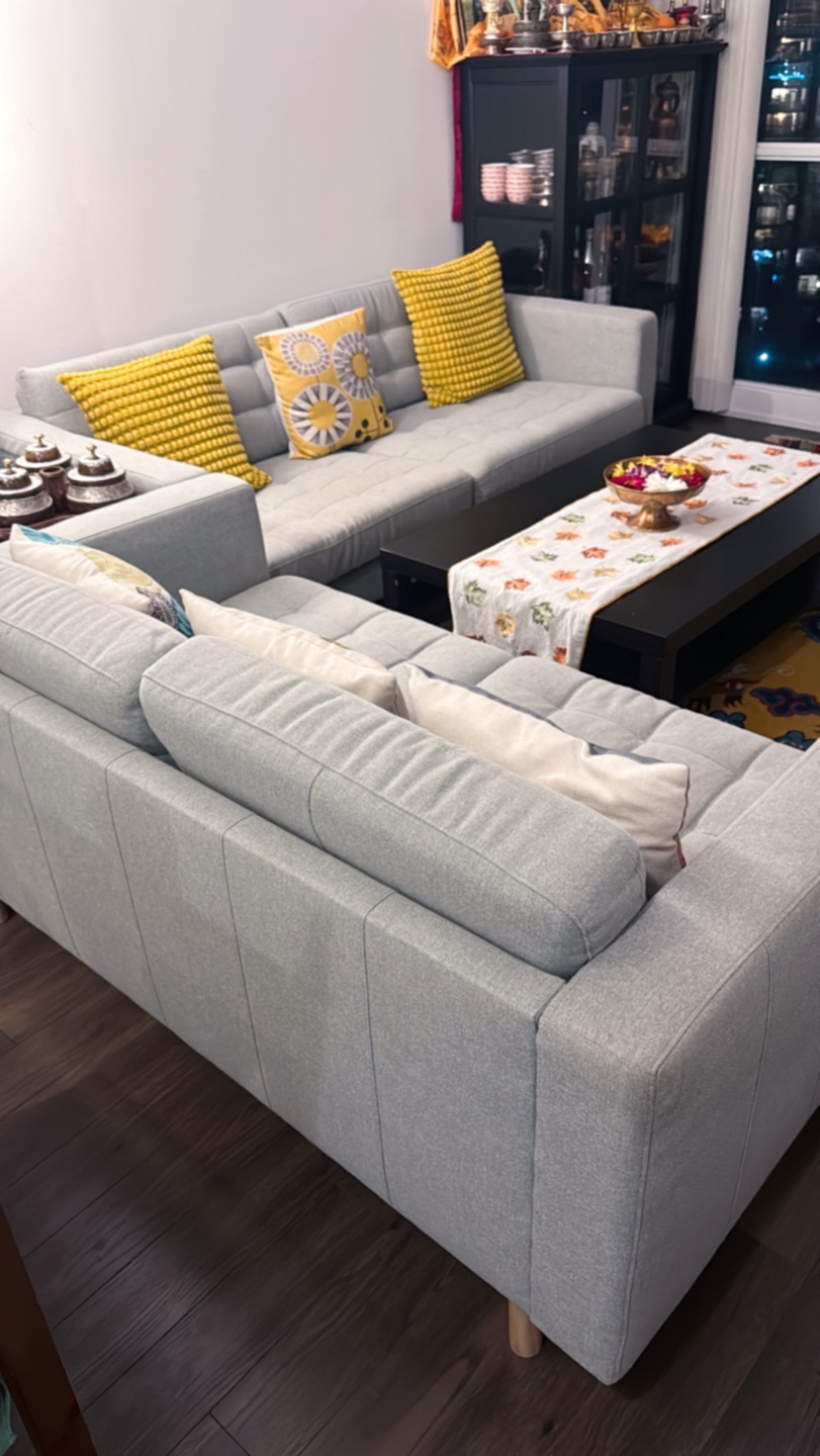 Light Grey L-Shaped Sectional Sofa - photo 2