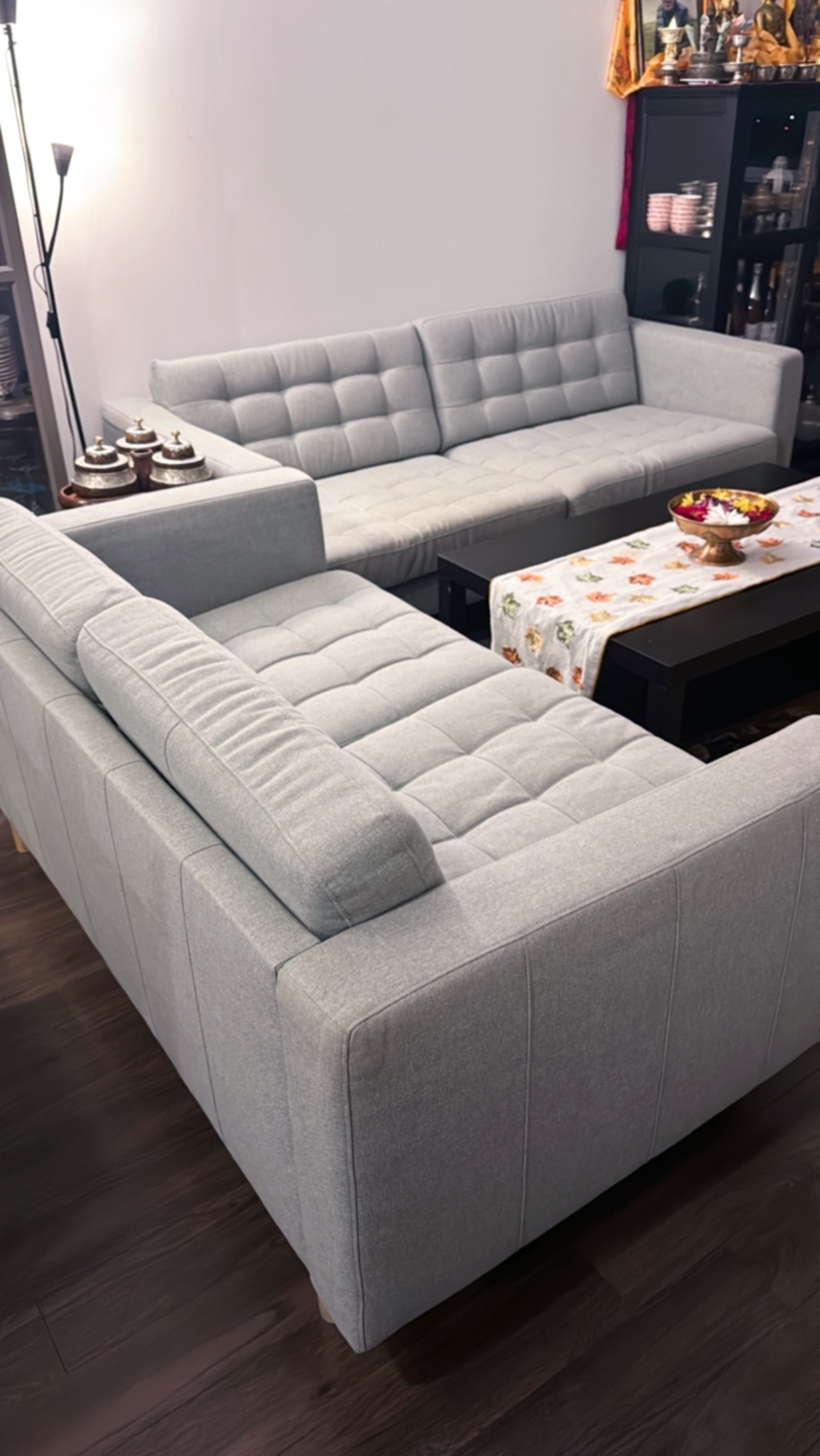 Light Grey L-Shaped Sectional Sofa