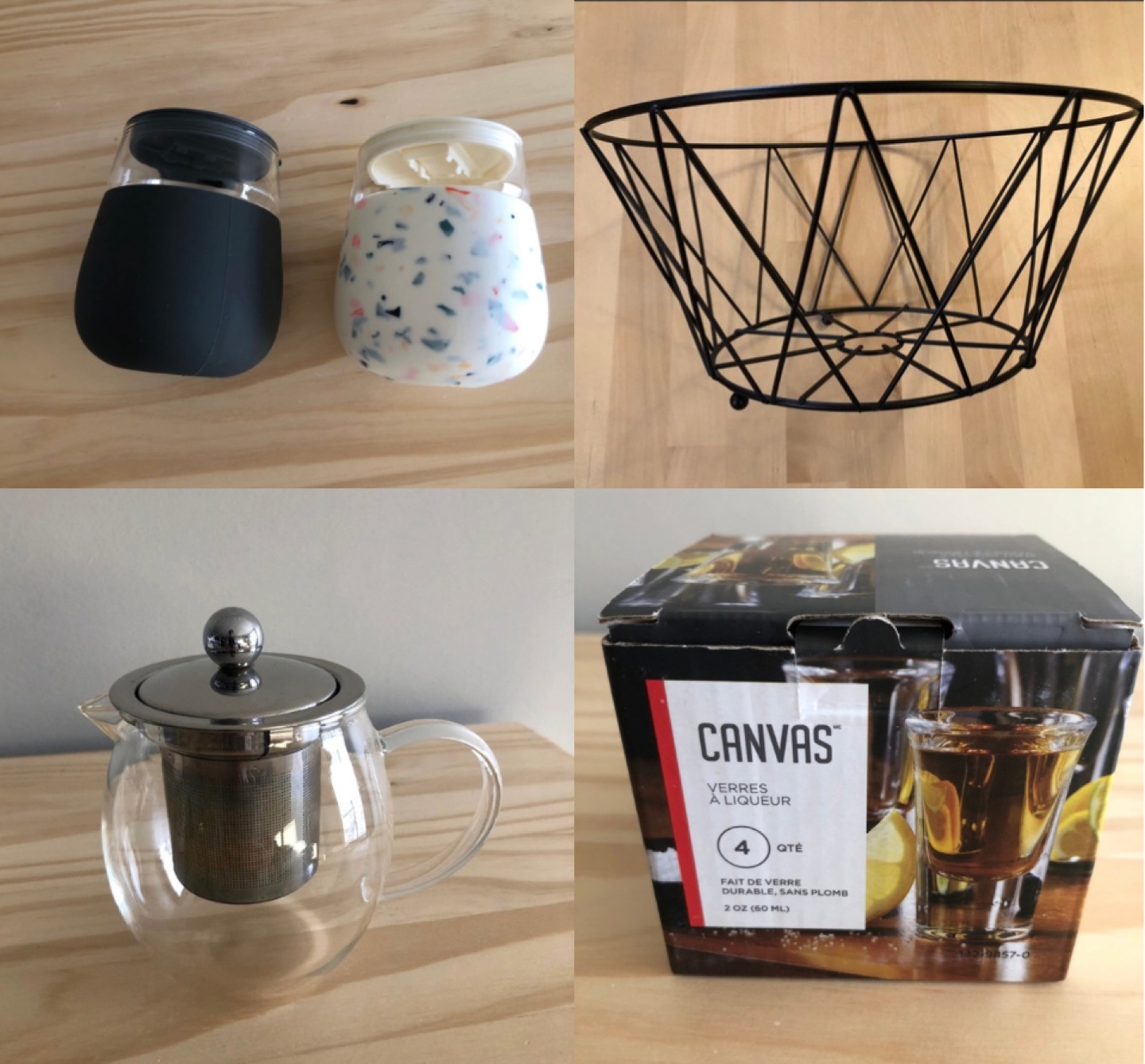 Bundle of home goods:shot+wine glasses+tea pot+fruit bowl