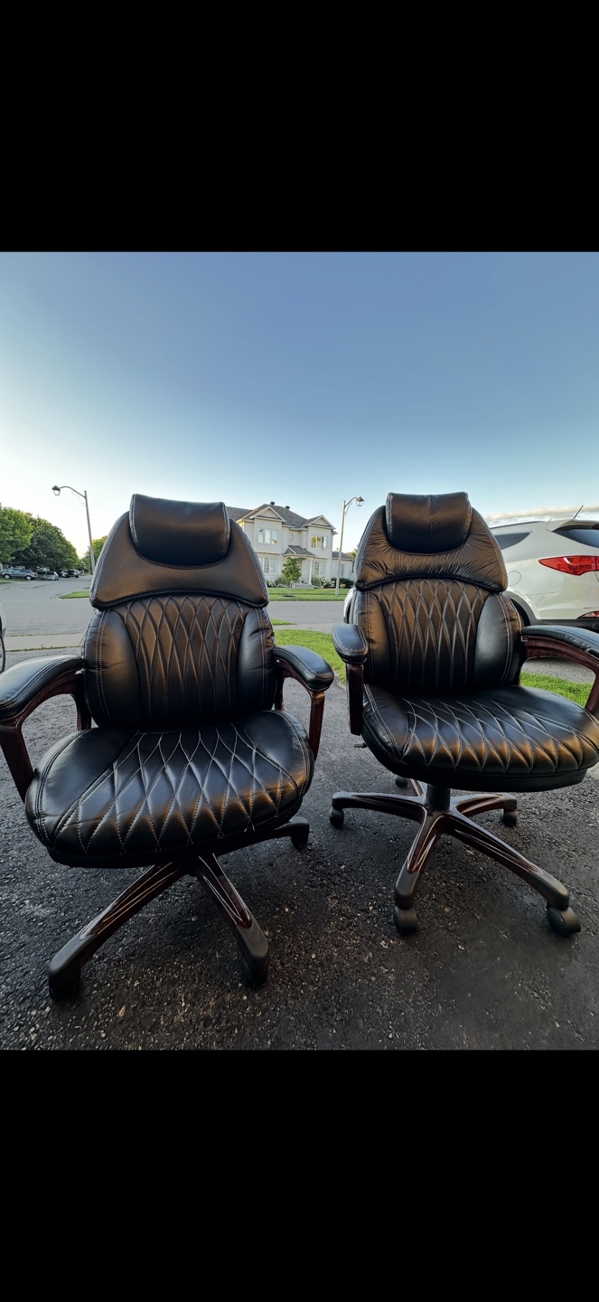 Free Pair of Black Leather Executive Office Chairs - photo 2