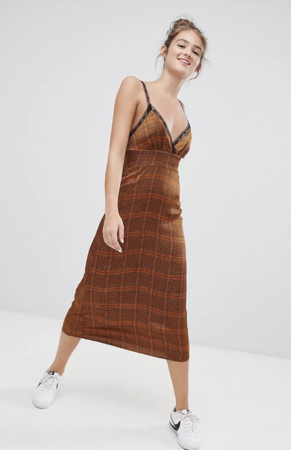 Midi dress, brown check