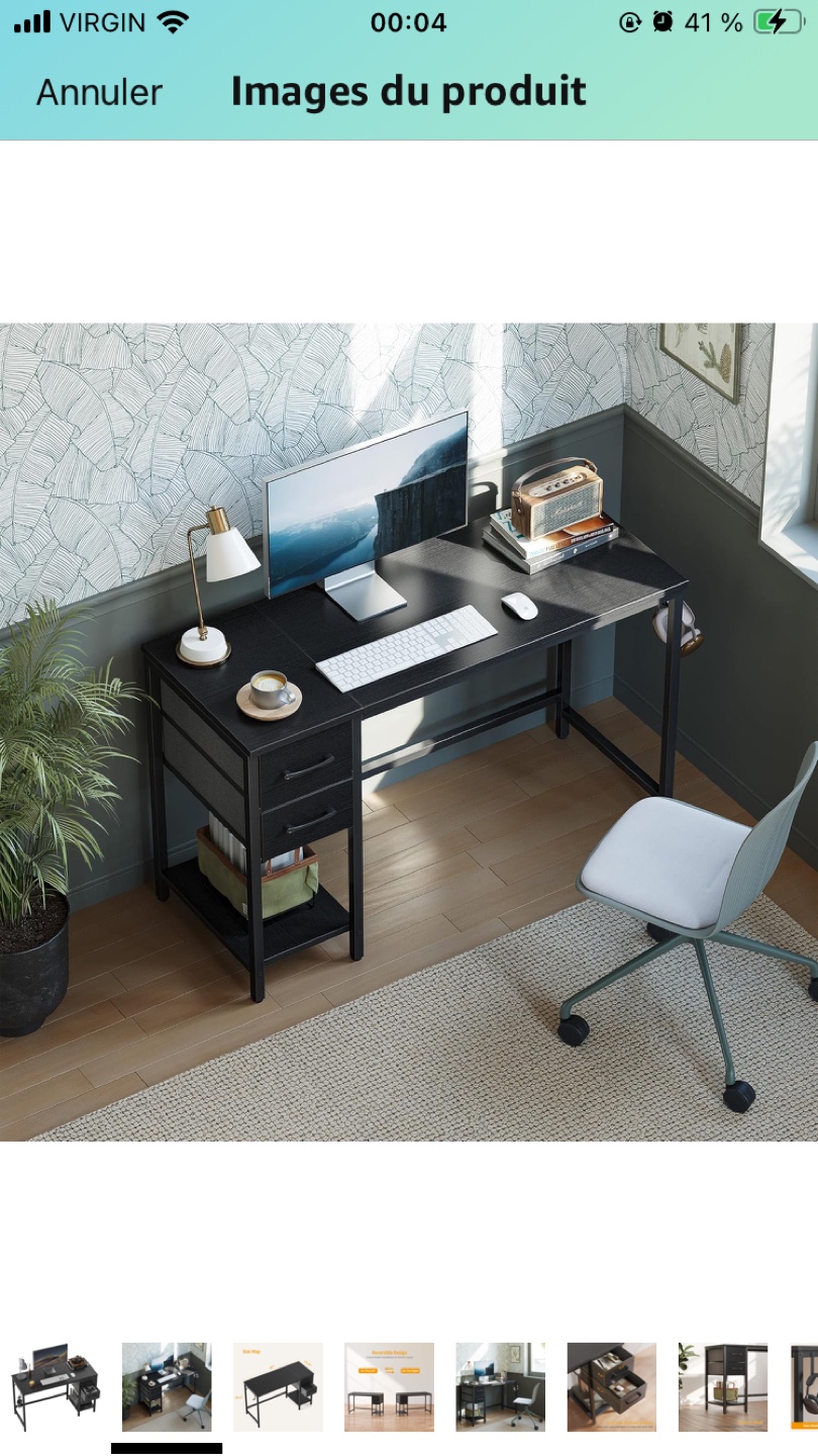 Black Computer Desk with Drawers - photo 2