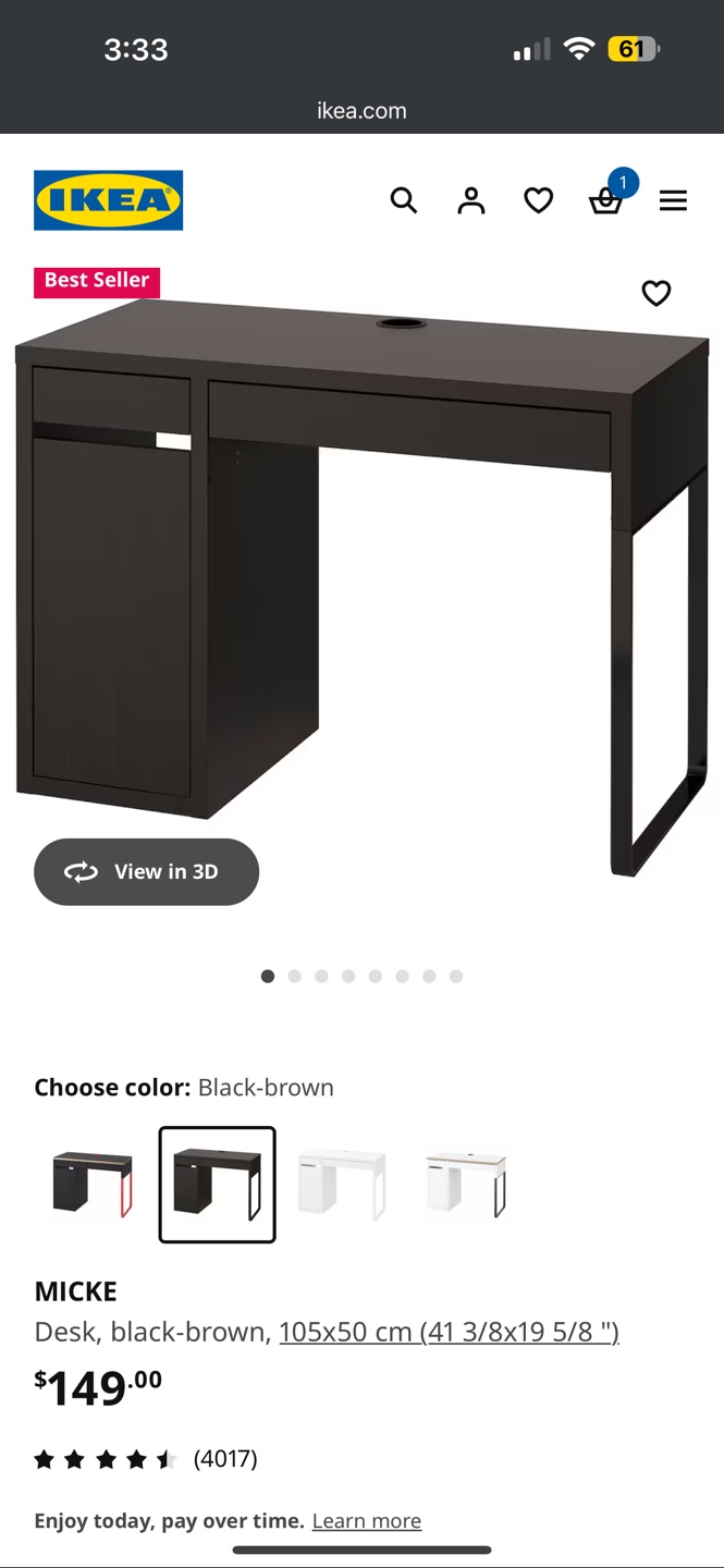 IKEA MICKE Desk - Black-Brown - photo 3