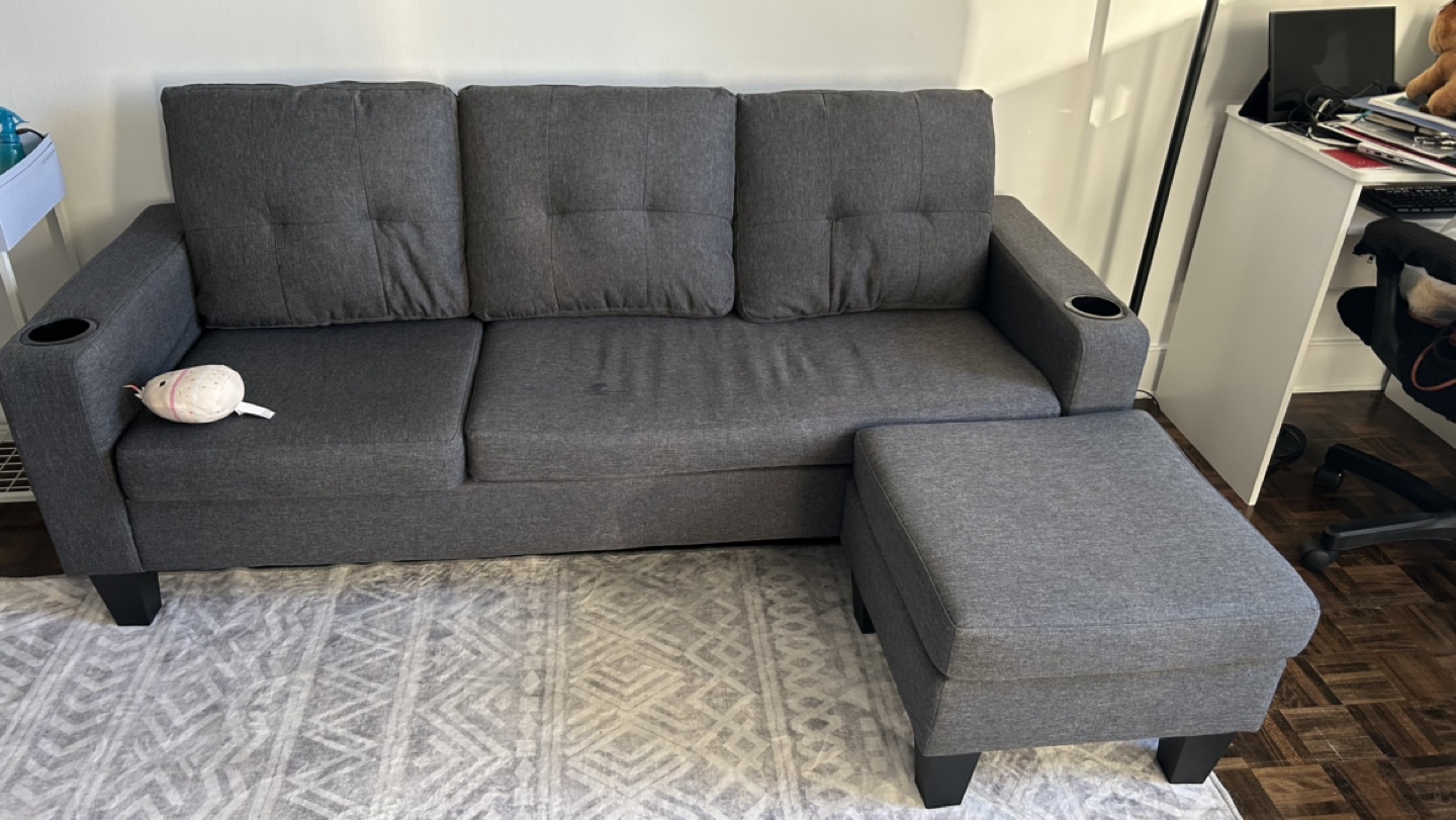 Grey Sectional Sofa with Ottoman - photo 3