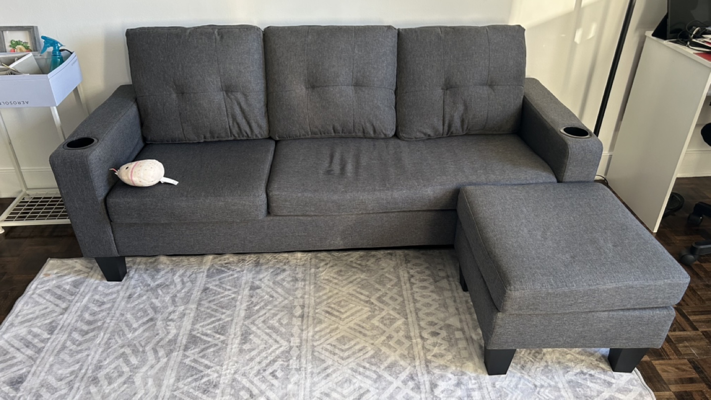 Grey Sectional Sofa with Ottoman