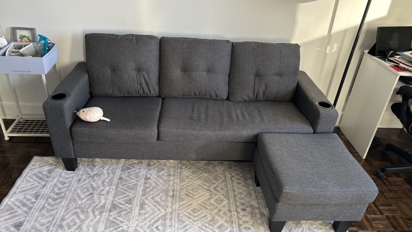 Grey Sectional Sofa with Ottoman - photo 4