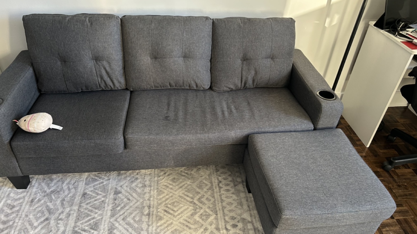 Grey Sectional Sofa with Ottoman - photo 2