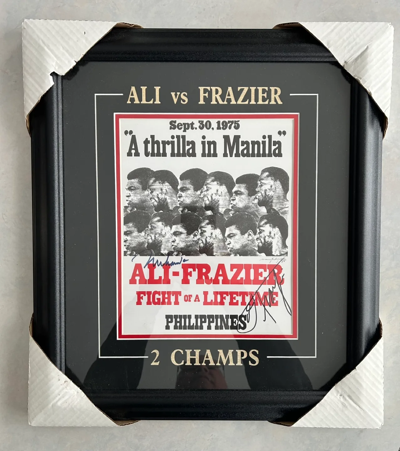 Framed Ali vs Frazier Fight of a Lifetime Signed Print image indicator(2)