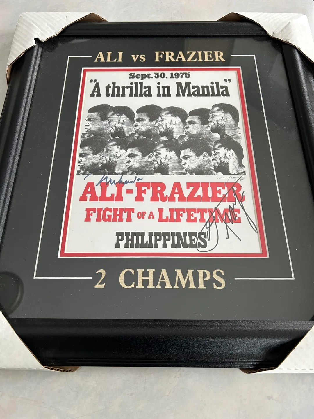 Framed Ali vs Frazier Fight of a Lifetime Signed Print image indicator(3)