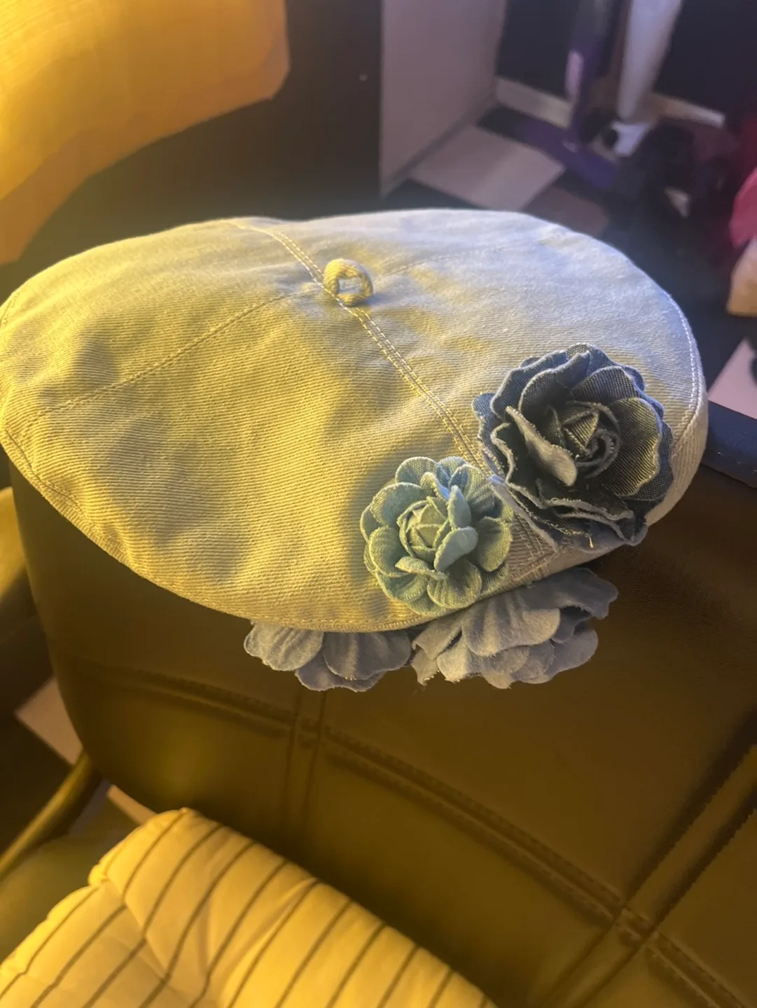 Denim Beret and Dangle Earrings Set image indicator(3)