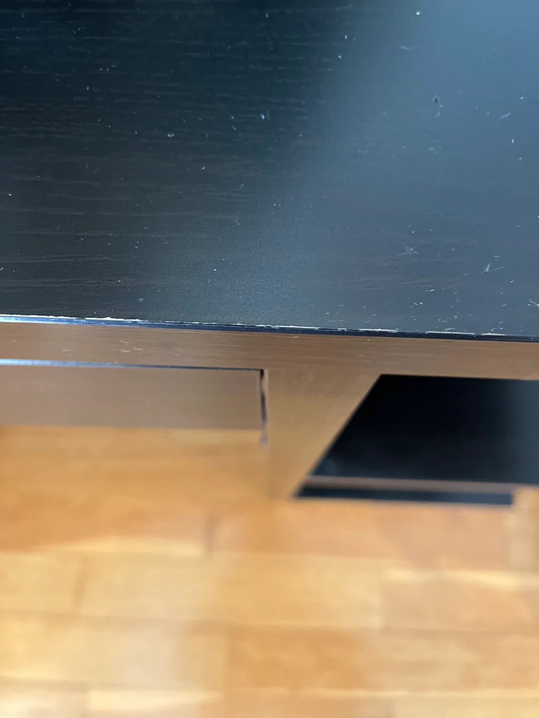 Black Ikea Desk with Drawer and Shelf image indicator(7)