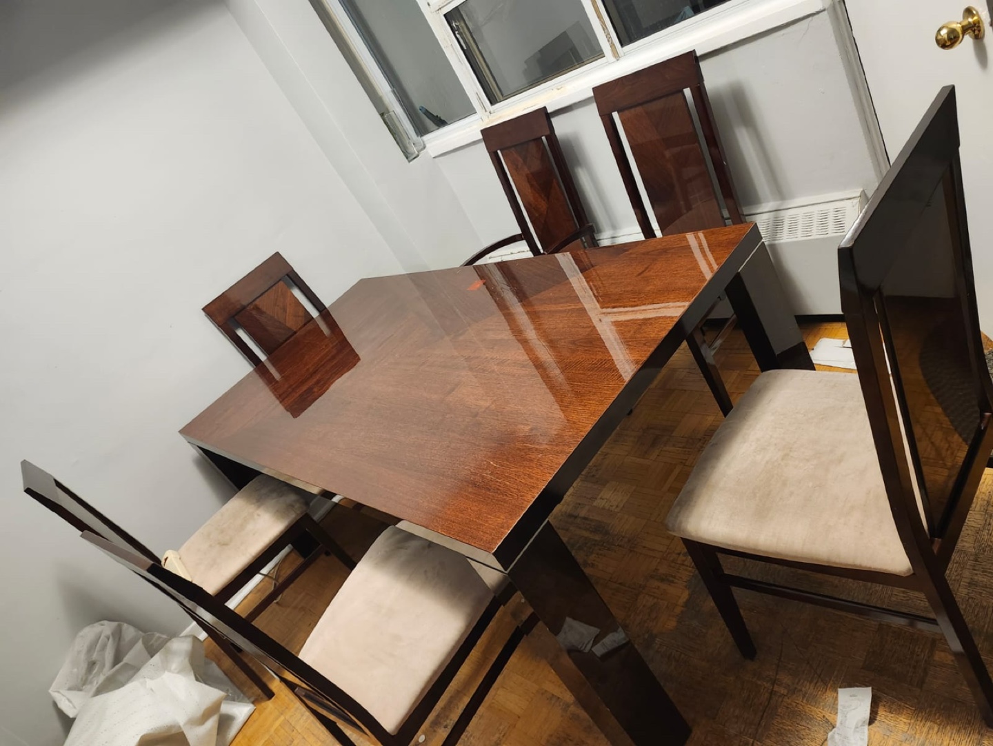 Dark Brown Wood Dining Table and Six Chairs Set - photo 4