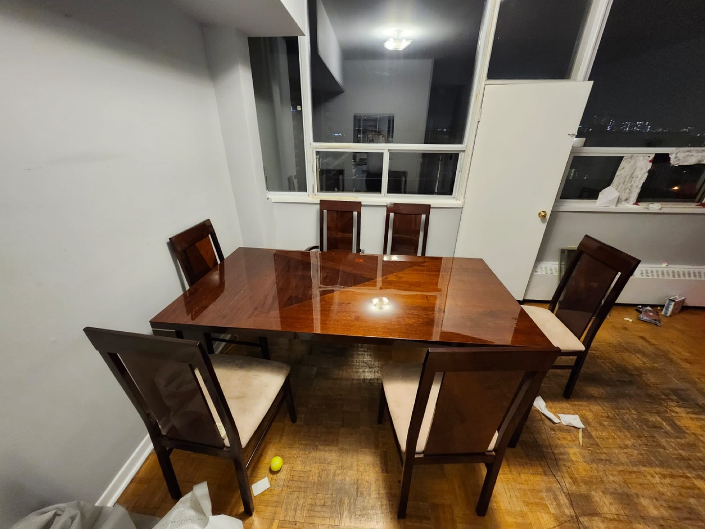 Dark Brown Wood Dining Table and Six Chairs Set - photo 2