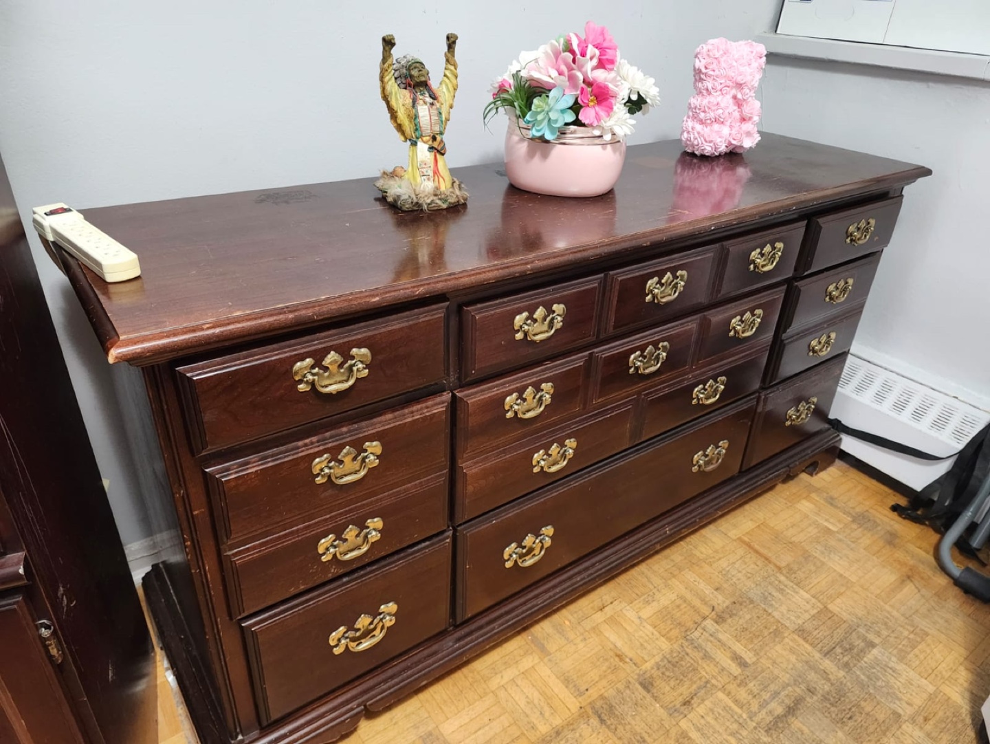 Vintage Wooden Dresser with 12 Drawers