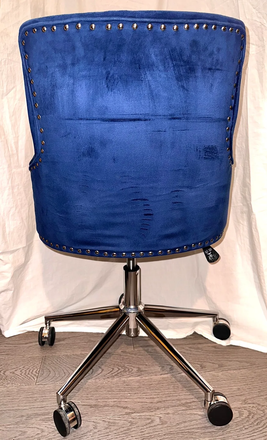 Ergonomic Vanity chair Blue Velvet Breathable Upholstery image indicator(5)