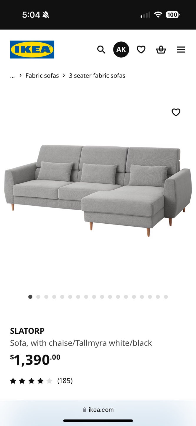 IKEA SLATORP Sectional Sofa - Grey